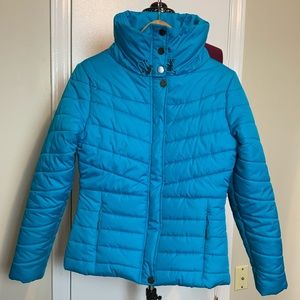 Like New PLATINUM Blue Quilted
Zip & Snap front Jacket